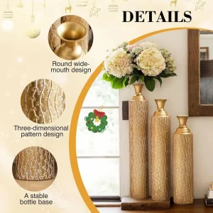 Tall Metal Floor Vase Set
