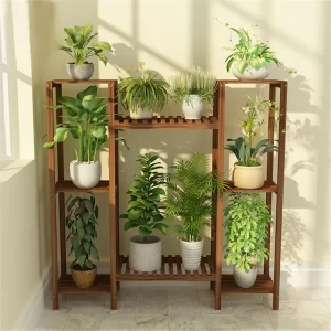 10-Pot Bamboo Plant Stand