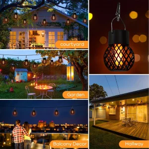 4-Piece Solar Flickering Flame Lantern Set