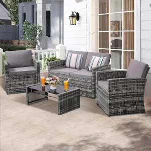 4-Piece Wicker Patio Conversation Set