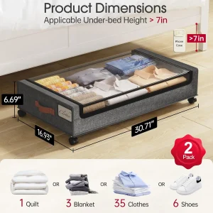 Rolling Under Bed Storage Drawers
