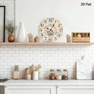 Vintage Floral Wooden Wall Clock