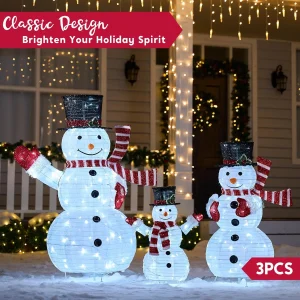Pre-Lit Snowman Yard Decoration Set