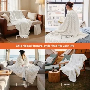 Cozy White Fleece Throw Blanket - Thumbnail Image 4