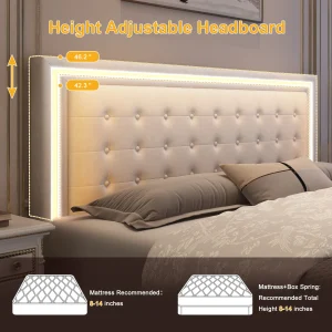 Queen Upholstered LED Storage Bed - Thumbnail Image 5