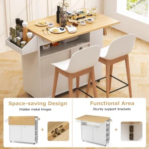 Drop-Leaf Kitchen Island Cart