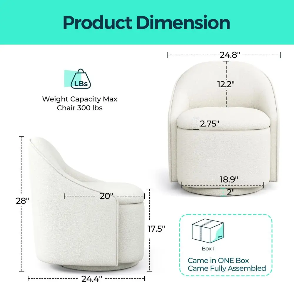 360° Swivel Accent Chair with Storage – Cozy Comfort & Modern Elegance - Image 2