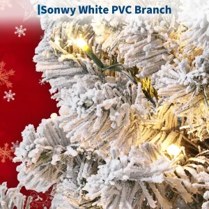 Snow-Flocked Pre-Lit Christmas Tree – 4.5 FT / 9 FT with 100 Lights - Thumbnail Image 6