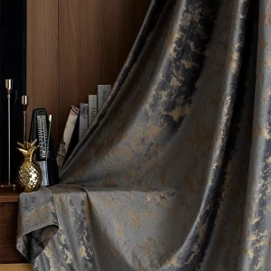 Vintage Gold Foil Velvet Blackout Curtains – 2 Panels, Luxury Pinch Pleat Window Drapes - Thumbnail Image 5