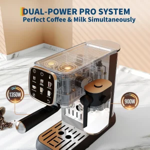 20-Bar Espresso Machine – Compact Stainless Steel Coffee Maker with Milk Frother - Thumbnail Image 6