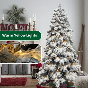 8 FT Flocked Scarecrow-Shaped Christmas Tree with 470 LED Lights - Thumbnail Image 5