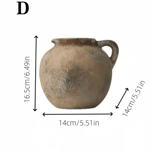 Handmade Vintage Wabi-Sabi Ceramic Vase – Rustic Farmhouse Home Décor - Thumbnail Image 6