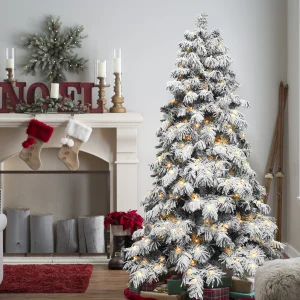 8 FT Flocked Scarecrow-Shaped Christmas Tree with 470 LED Lights