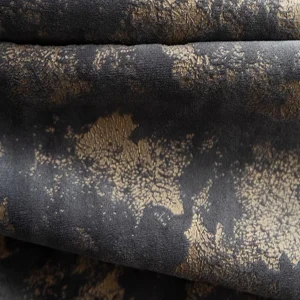 Vintage Gold Foil Velvet Blackout Curtains – 2 Panels, Luxury Pinch Pleat Window Drapes - Thumbnail Image 6