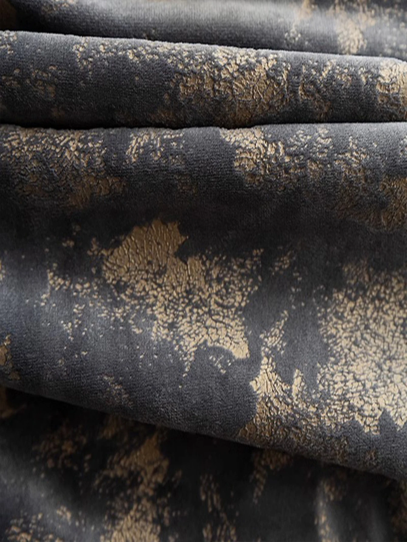 Vintage Gold Foil Velvet Blackout Curtains – 2 Panels, Luxury Pinch Pleat Window Drapes - Image 6