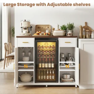 Aheaplus 47.2" Coffee Bar Cabinet with Mini Fridge Space & Power Outlet - Thumbnail Image 6