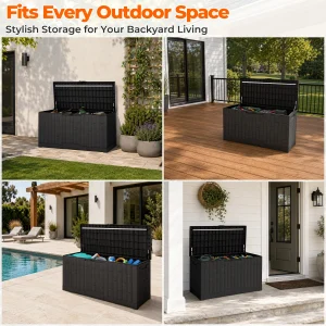 120-Gallon Waterproof Outdoor Storage Box – Resin Patio Deck Box with Lockable Lid - Thumbnail Image 5