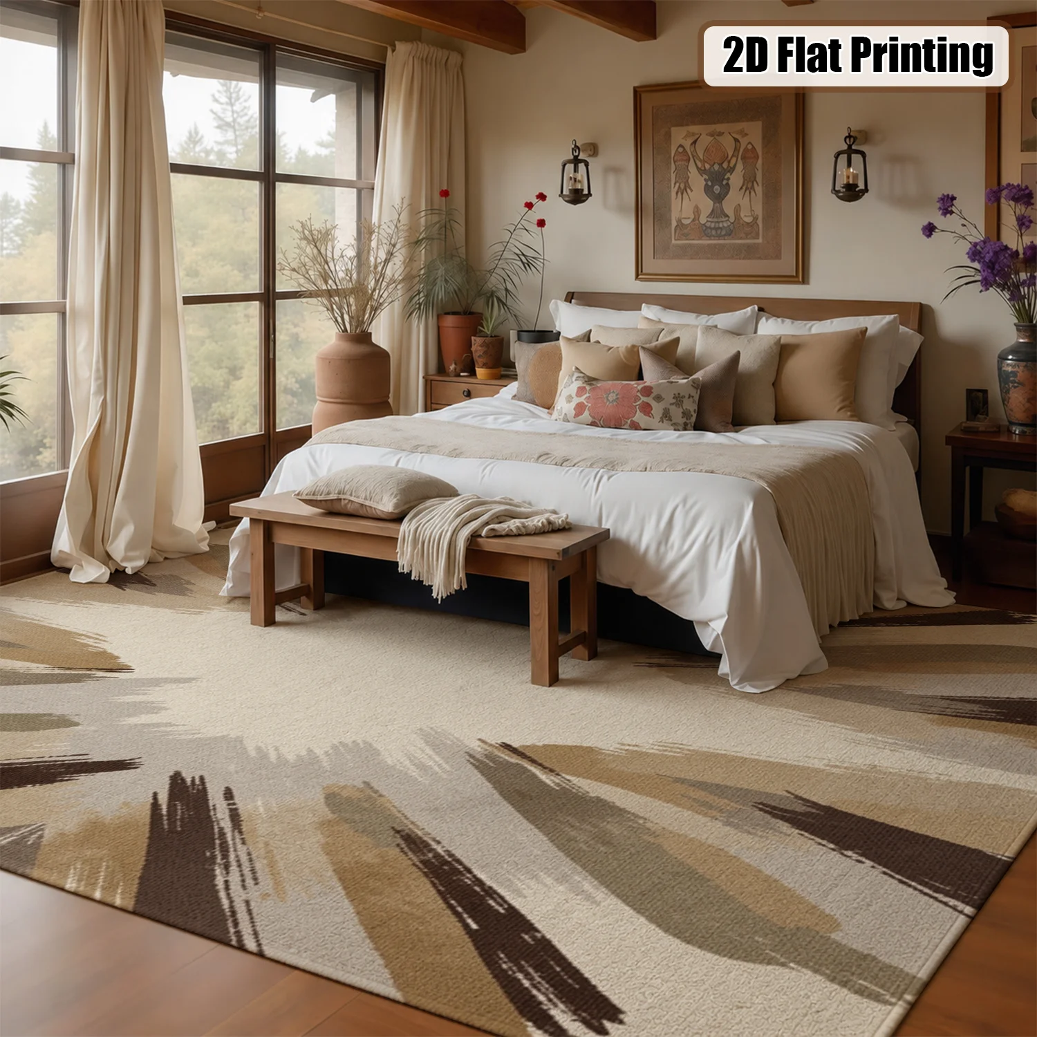 Abstract Brush Stroke Area Rug – Soft Velvet & Machine Washable - Image 6