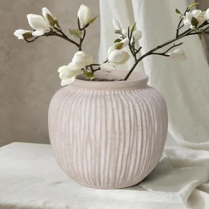Rustic Round Floor Vase – 9-Inch Distressed White Decorative Home Accent - Thumbnail Image 6