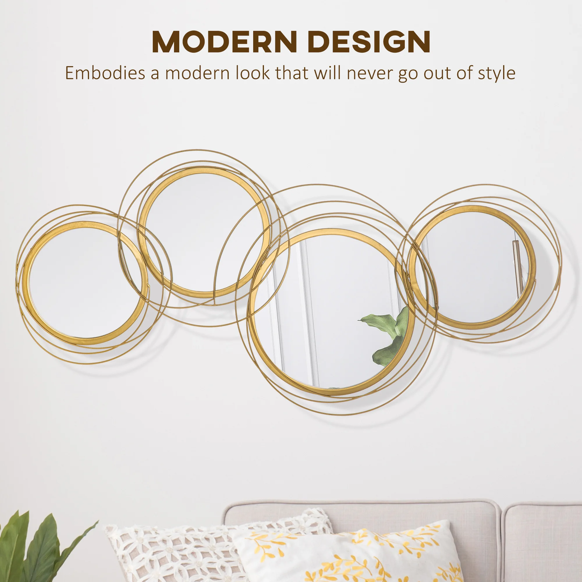 HOMCOM Gold Metal Wall Art – Modern Mirror Decorative Wall Sculpture - Image 4