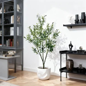 Artificial Olive Tree – 5FT/6FT Tall Realistic Faux Plant with Decorative Pot - Thumbnail Image 3