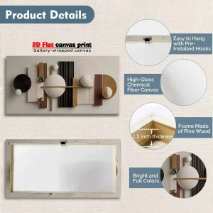 Modern Abstract Geometric Wall Art – Beige & Brown 3D-Look Canvas Print - Thumbnail Image 6