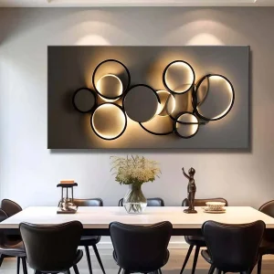 Beige Gallery Wrapped Canvas Wall Art – Modern Abstract Geometric Design - Thumbnail Image 4