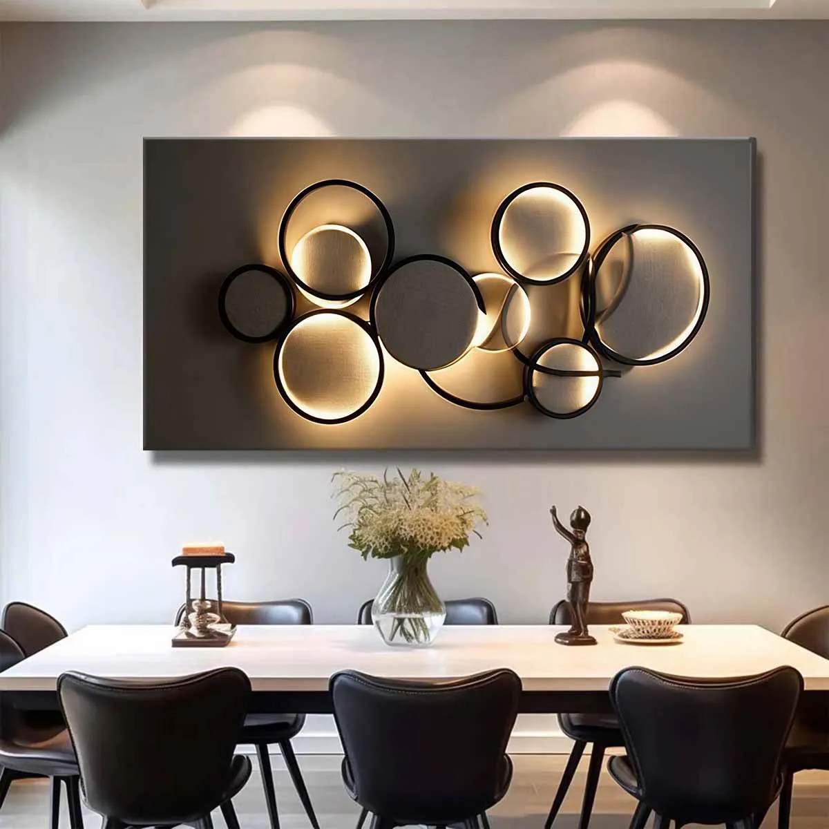 Beige Gallery Wrapped Canvas Wall Art – Modern Abstract Geometric Design - Image 4