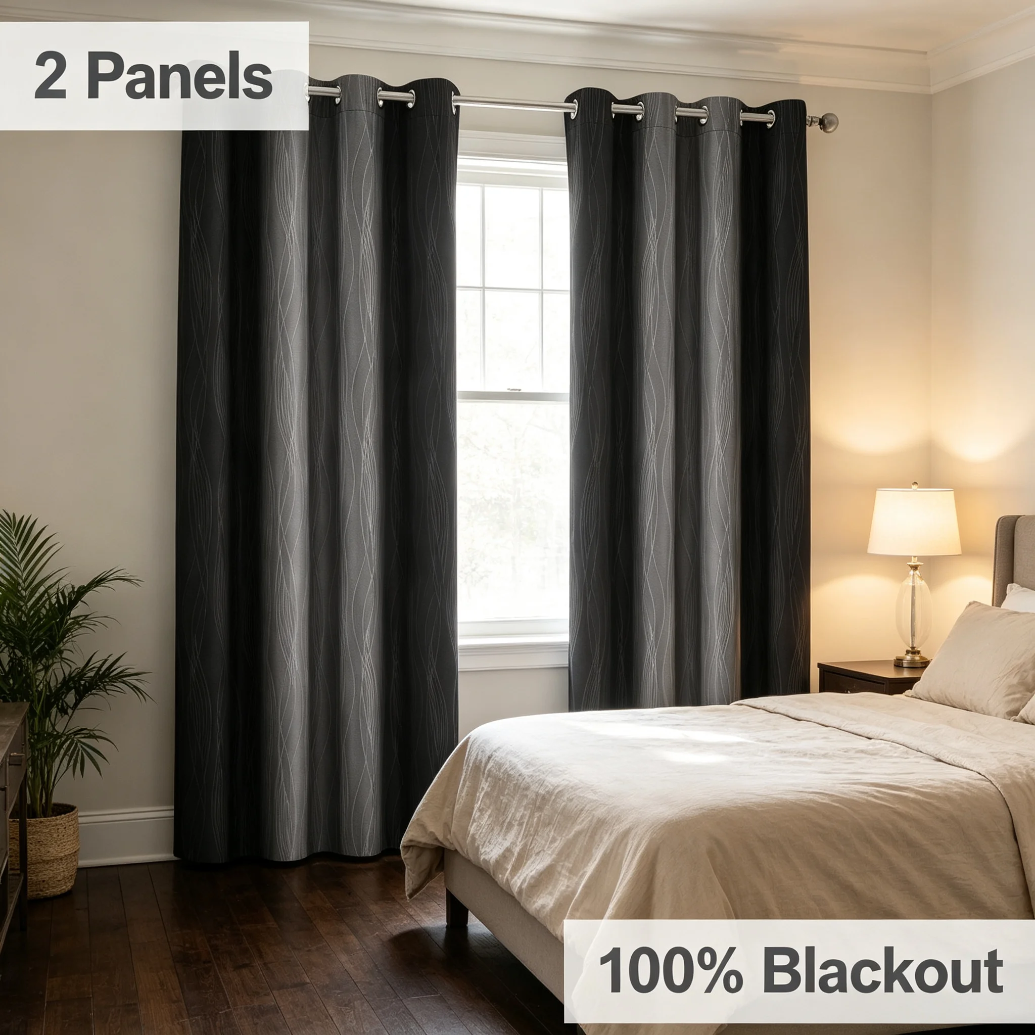2-Panel Total Blackout Gradient Curtains – Thermal Insulated Window Drapes with UV Protection - Image 1