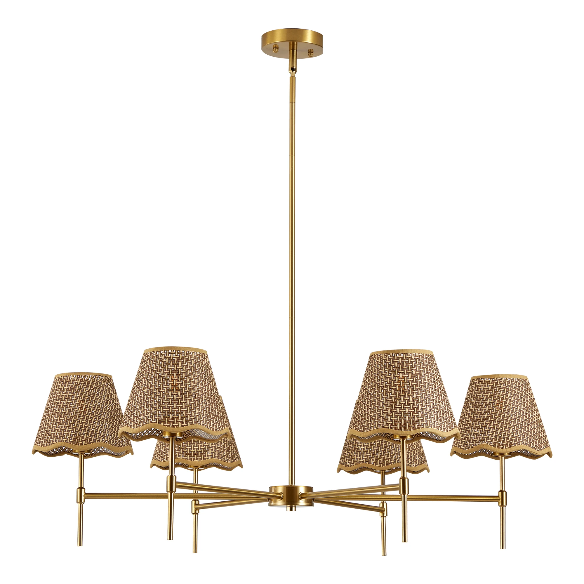 ARLGSITE 37" Bohemian Woven Rattan Chandelier – 6-Light Hanging Pendant - Image 2