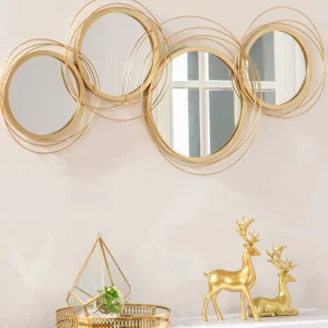 HOMCOM Gold Metal Wall Art – Modern Mirror Decorative Wall Sculpture - Thumbnail Image 2