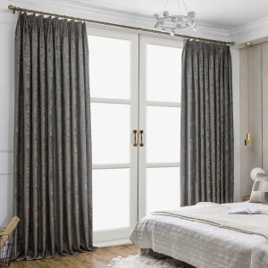 Vintage Gold Foil Velvet Blackout Curtains – 2 Panels, Luxury Pinch Pleat Window Drapes - Thumbnail Image 2