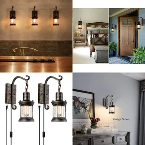 Rustic Farmhouse Lantern Wall Sconce – Antique Oil-Rubbed Finish