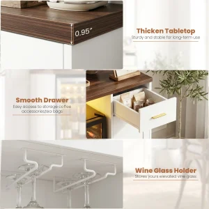 Aheaplus 47.2" Coffee Bar Cabinet with Mini Fridge Space & Power Outlet - Thumbnail Image 4