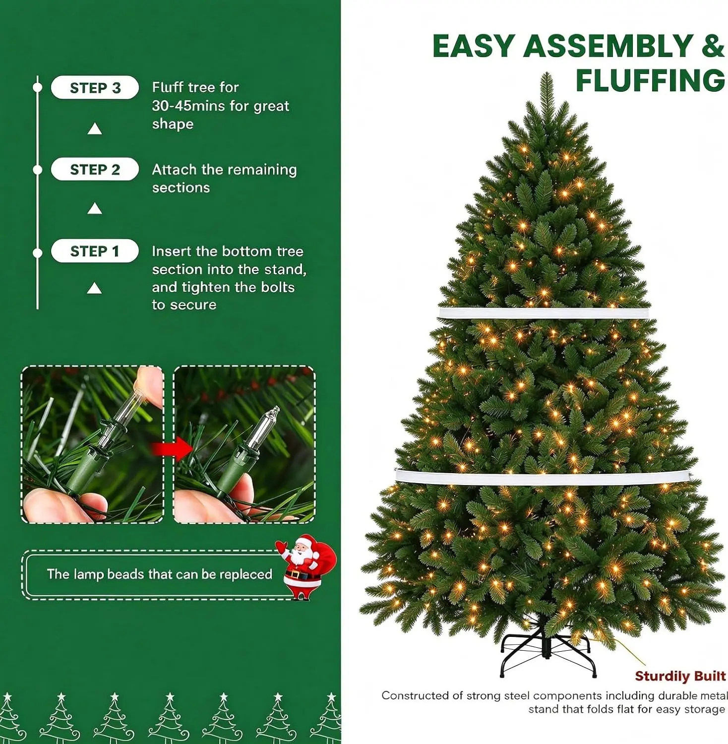 Garvee Pre-Lit Artificial Christmas Tree – 6FT & 7.5FT - Image 7