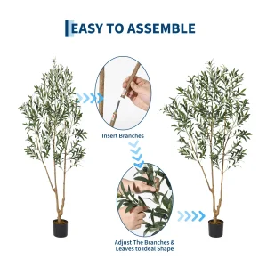 6FT Artificial Olive Tree with Woven Basket – Realistic Faux Floor Plant - Thumbnail Image 2