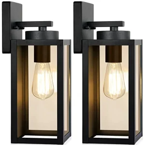 Modern Outdoor Wall Light Fixtures – Waterproof Porch Lanterns with Glass Shades