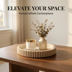 OAKOA Round Resin Decorative Tray – Modern Coffee Table Centerpiece - Thumbnail Image 6