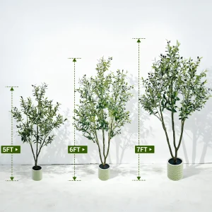 Artificial Olive Tree – 5FT/6FT Tall Realistic Faux Plant with Decorative Pot - Thumbnail Image 4