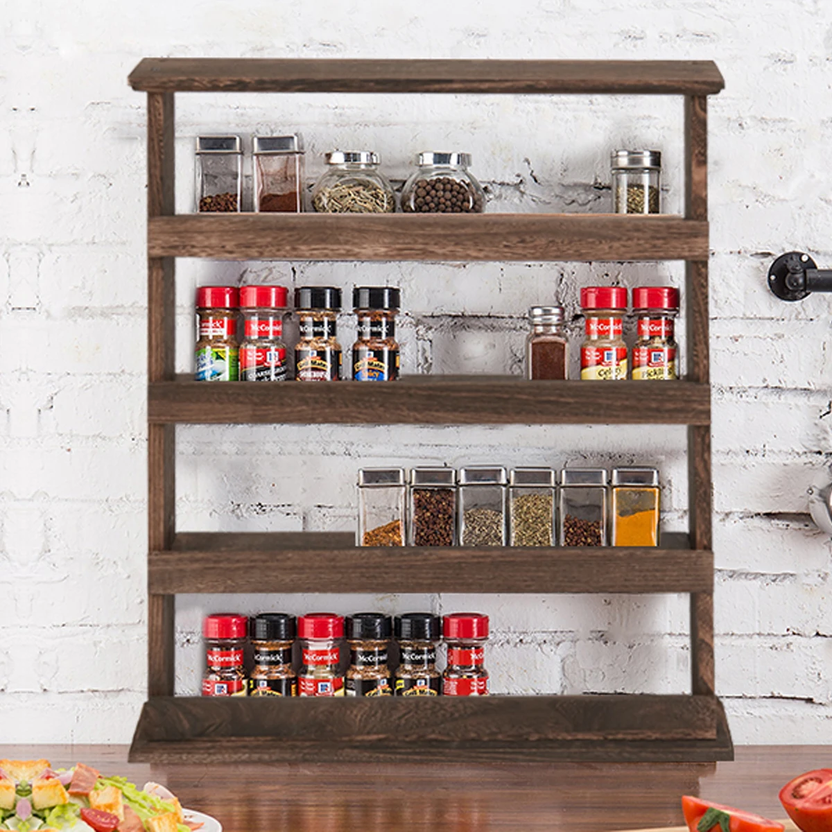 Wooden Spice Rack – Wall-Mounted & Countertop Seasoning Organizer - Image 2
