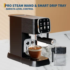 20-Bar Espresso Machine – Compact Stainless Steel Coffee Maker with Milk Frother
