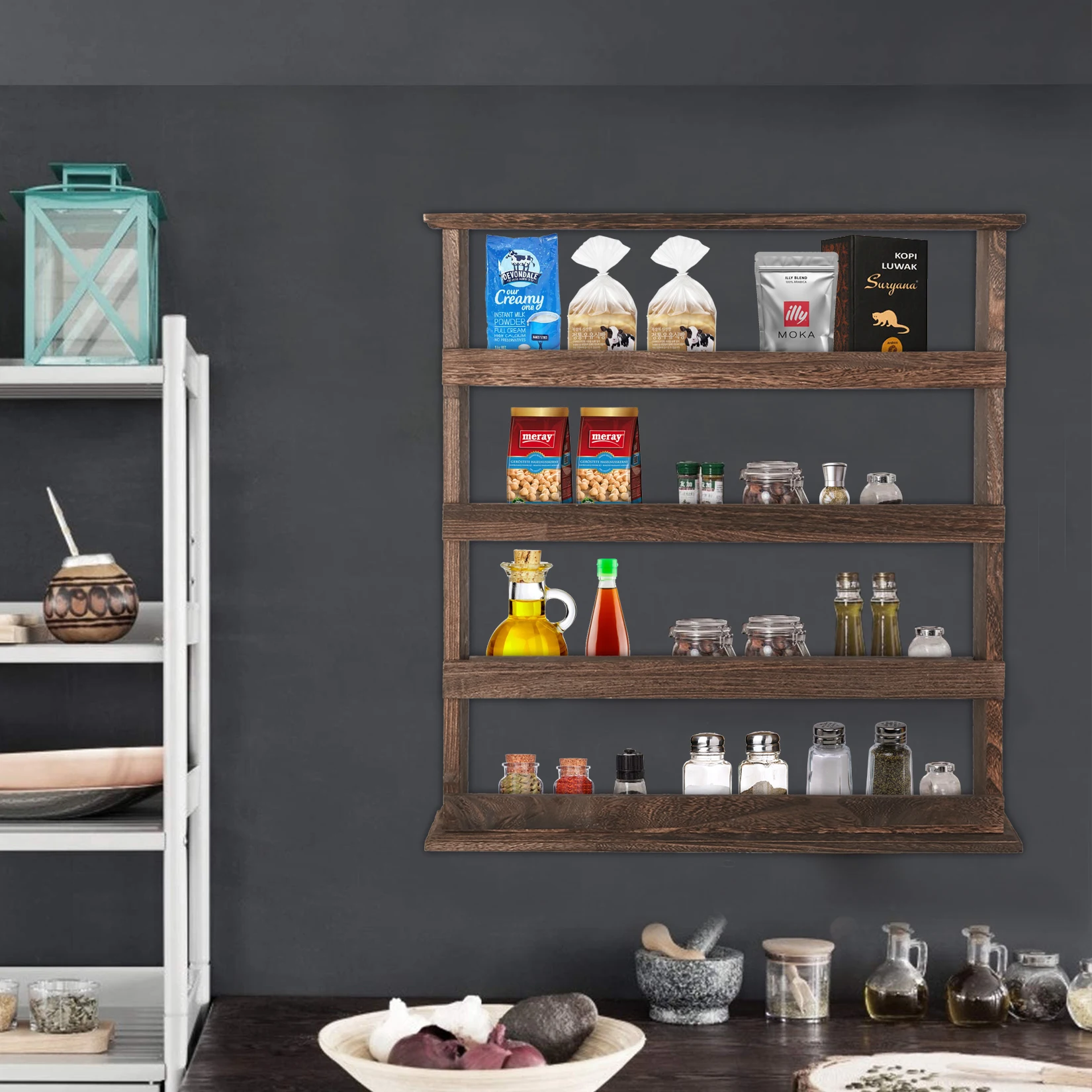 Wooden Spice Rack – Wall-Mounted & Countertop Seasoning Organizer - Image 4