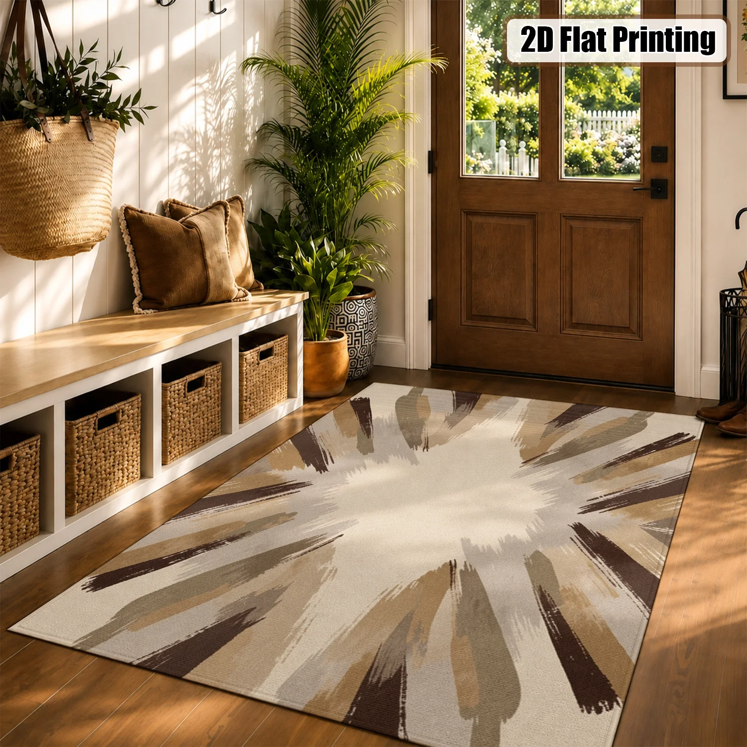 Abstract Brush Stroke Area Rug – Soft Velvet & Machine Washable - Image 3