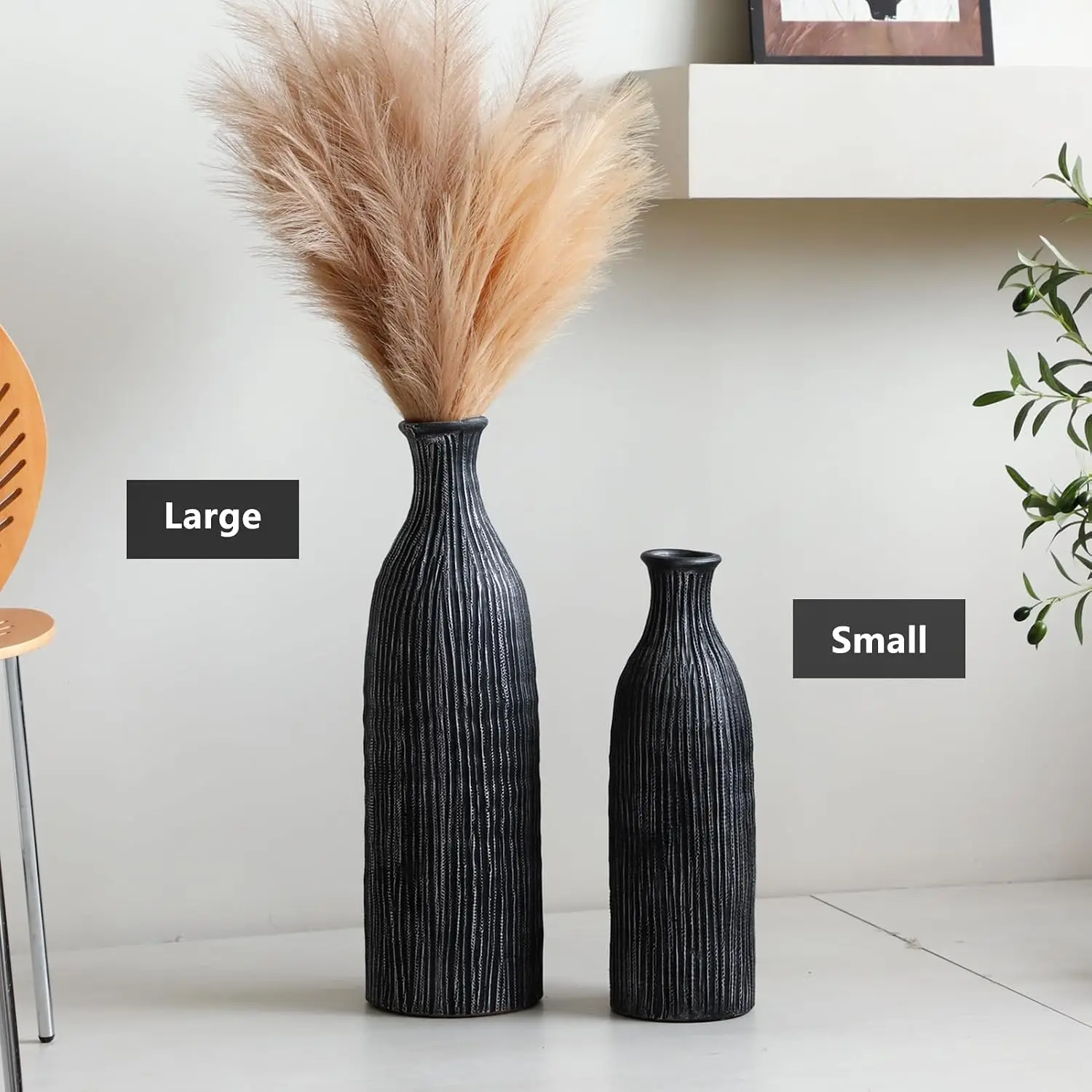 Large 18-Inch Ceramic Floor Vase – Rustic Farmhouse Decorative Home Accent - Image 5