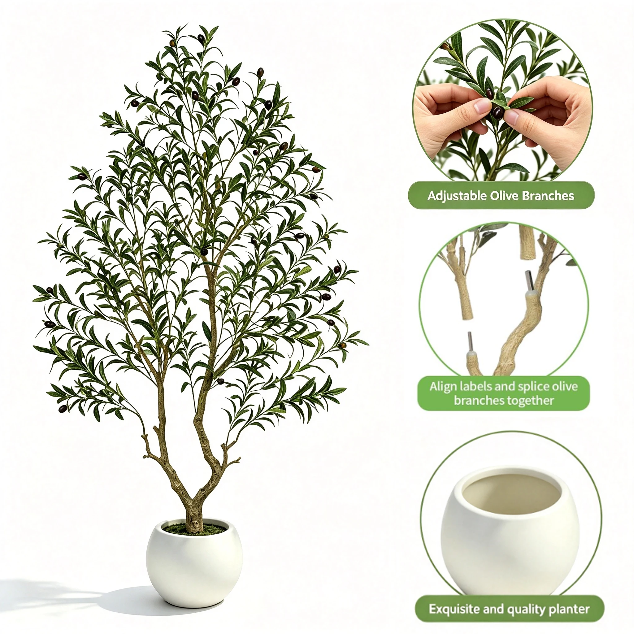 Artificial Olive Tree with Decorative Planter – 5FT/6FT/7FT/8FT Realistic Faux Tree - Image 5