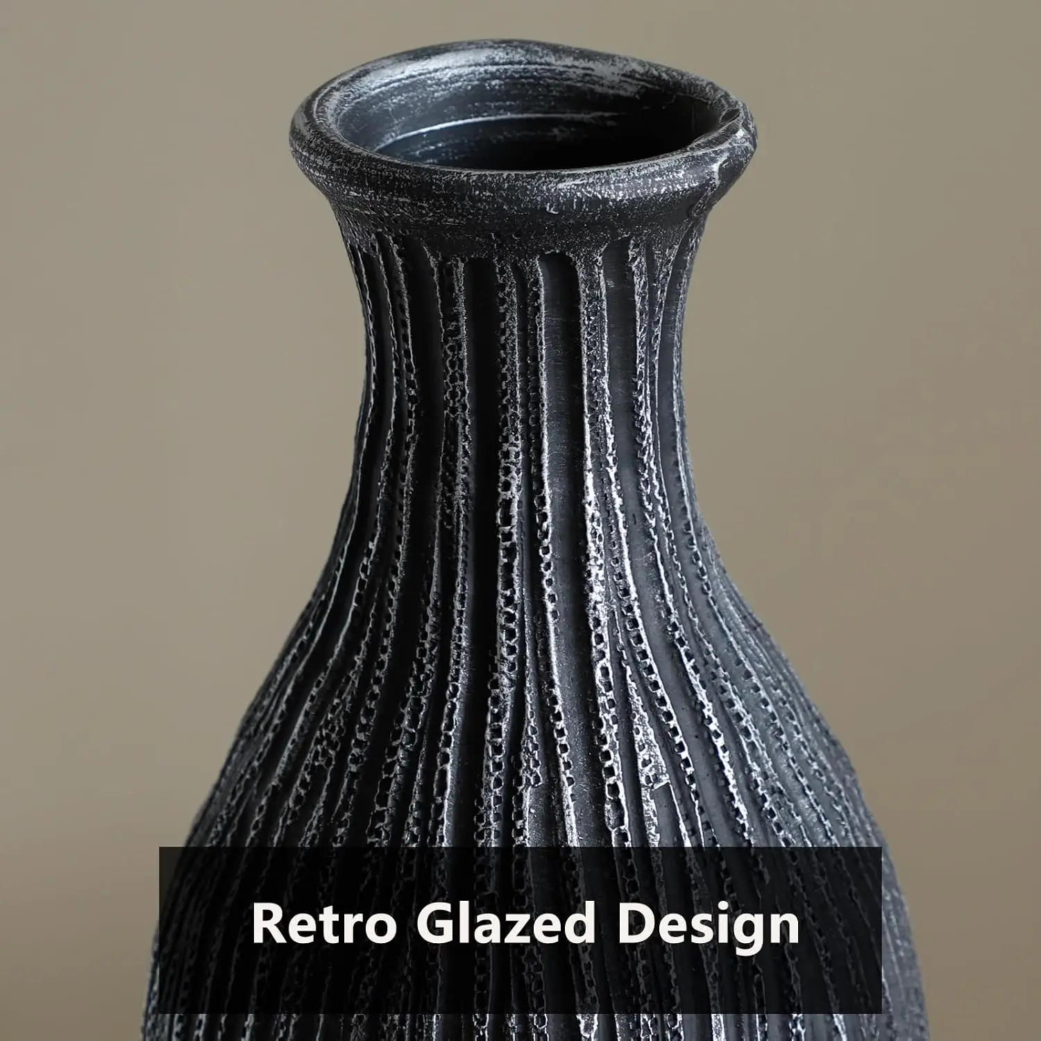 Large 18-Inch Ceramic Floor Vase – Rustic Farmhouse Decorative Home Accent - Image 6