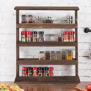 Wooden Spice Rack – Wall-Mounted & Countertop Seasoning Organizer