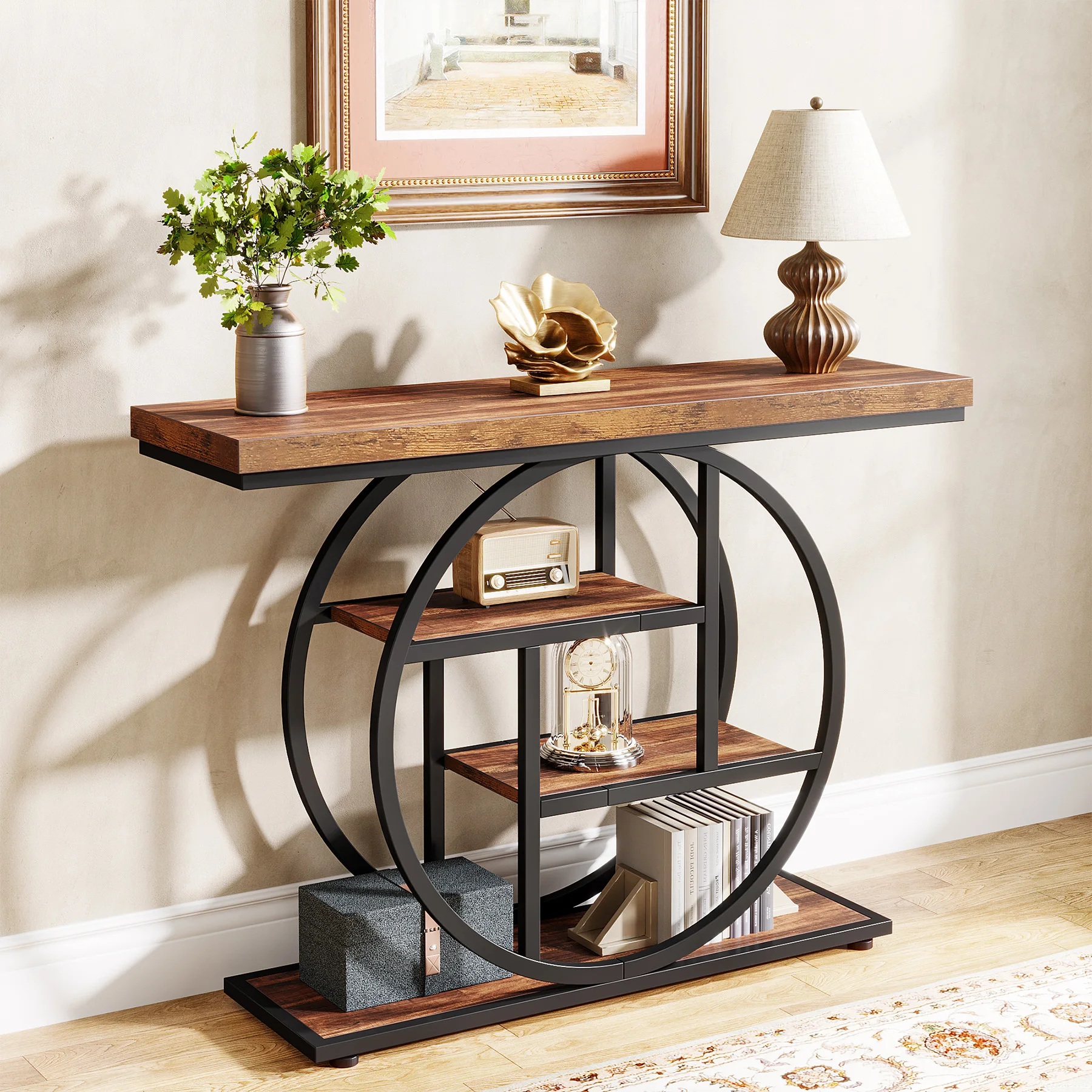 41.3-Inch 4-Tier Industrial Console Table - Image 2