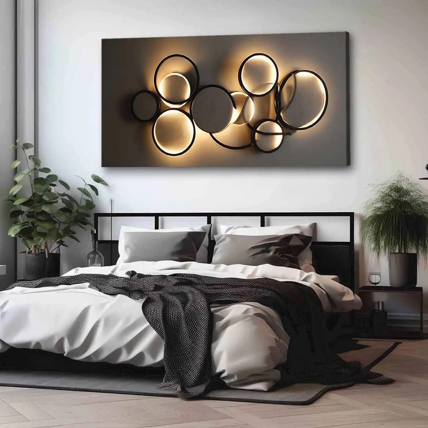Beige Gallery Wrapped Canvas Wall Art – Modern Abstract Geometric Design - Image 3