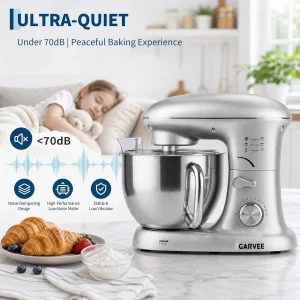 Tacleekii 5.3 QT Stand Mixer – 500W Tilt-Head Electric Kitchen Mixer, Silver - Thumbnail Image 4